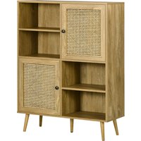 HOMCOM Buffet Aufbewahrungsschrank hoher Stand aus Holz und Rattan mit 2 Türen 4 Fächern - Maße 90L x 32,5B x 120H cm Aosom HOMCOM Buffet Aufbewahrungsschrank hoher Stand aus Holz und Rattan mit 2 Türen 4 Fächern - Maße 90L x 32,5B x 120H cm Aosom von HOMCOM