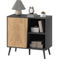 HOMCOM Buffet-Kommode mit Schrank und Fach mit 3-stufigen verstellbaren Regalen, modernes Möbel mit Kiefernholzbeinen, 80x39x76 cm, Dunkelgrau   Aosom von HOMCOM
