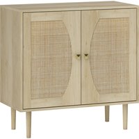 HOMCOM Buffet Küchenmöbel Aufbewahrung Bohème-Design, Doppeltüren mit 2 Ebenen, Cannage-Front 80 x 38 x 79 cm Naturholz-Optik   Aosom HOMCOM Buffet Küchenmöbel Aufbewahrung Bohème-Design, Doppeltüren mit 2 Ebenen, Cannage-Front 80 x 38 x 79 cm Naturholz-Optik   Aosom von HOMCOM