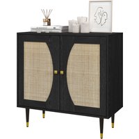 HOMCOM Buffet Küchenmöbel Aufbewahrung Boho Design Doppeltüren mit 2 Ebenen, Rattanfront 80 x 38 x 79 cm Schwarz Aosom HOMCOM Buffet Küchenmöbel Aufbewahrung Boho Design Doppeltüren mit 2 Ebenen, Rattanfront 80 x 38 x 79 cm Schwarz Aosom von HOMCOM