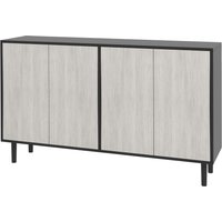HOMCOM Buffet Küchenschrank Aufbewahrungsschrank Küchengeschirrschrank 2 Schränke mit verstellbaren Regalen, 121 x 37 x 75 cm, Schwarz und Grau   Aosom von HOMCOM