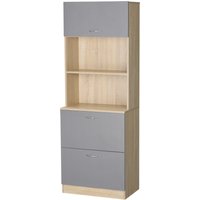 HOMCOM Buffet Küchenschrank Mehrzweckschrank 2 Schubladen 1 Schrank + Große Arbeitsplatte 60 x 38 x 168 cm MDF Grau   Aosom von HOMCOM