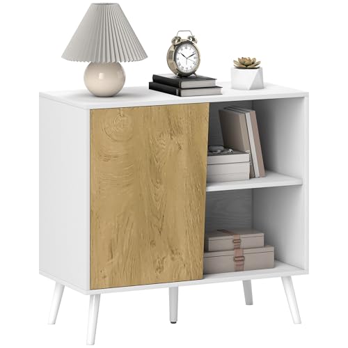 HOMCOM Buffet Sideboard mit Schrank und Stauraum mit 3 verstellbaren Etagen, Moderne Möbel mit Kiefernholzbeinen, 80x39x76 cm, Weiß HOMCOM Buffet Sideboard mit Schrank und Stauraum mit 3 verstellbaren Etagen, Moderne Möbel mit Kiefernholzbeinen, 80x39x76 cm, Weiß von HOMCOM