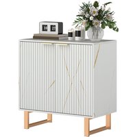 HOMCOM Buffet Wohnzimmer Aufbewahrungsmöbel modernes Design mit gerillten 2 Türen, verstellbares Regal, Metallfüße - Esszimmer, Küche und Wohnzimmer Buffet, Maße 76,5 x 39 x 77 cm, weiß   Aosom von HOMCOM