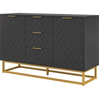 HOMCOM Buffet zeitgenössisches grafisches Design 2 Schranktüren mit verstellbaren Regalen 3 Schubladen in schwarzem Holz mit goldenem Metall Aosom HOMCOM Buffet zeitgenössisches grafisches Design 2 Schranktüren mit verstellbaren Regalen 3 Schubladen in schwarzem Holz mit goldenem Metall Aosom von HOMCOM