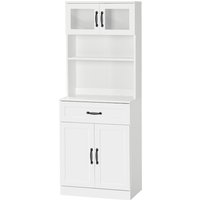 HOMCOM Buffetschrank Küche 2 Glastüren Regal Schublade und Doppeltürschrank - 60 x 38 x 161 cm - Weiß Aosom HOMCOM Buffetschrank Küche 2 Glastüren Regal Schublade und Doppeltürschrank - 60 x 38 x 161 cm - Weiß Aosom von HOMCOM