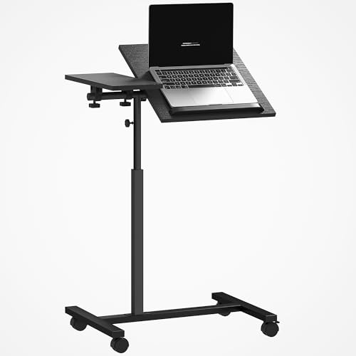 HOMCOM C-förmiger Computertisch mit Verstellbarer Höhe, PC-Schreibtisch mit abschließbaren Rädern und kippbarer Platte, für Schlafzimmer und Wohnzimmer, schwarz HOMCOM C-förmiger Computertisch mit Verstellbarer Höhe, PC-Schreibtisch mit abschließbaren Rädern und kippbarer Platte, für Schlafzimmer und Wohnzimmer, schwarz von HOMCOM