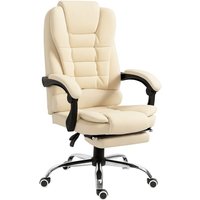 HOMCOM Chefsessel Bürostuhl mit Fußstütze, Schreibtischstuhl mit Neigefunktion, Höhenverstellbarer Computerstuhl mit Armlehne, Drehstuhl für Büro, von HOMCOM