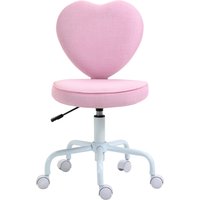 HOMCOM Drehstuhl Chefsessel Computerstuhl Sitzhöhenverstellung niedlich herzförmig Polsterung Rosa Leinenstoff 40 x 50 x 79-89 cm   Aosom von HOMCOM