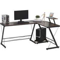 HOMCOM Computertisch, Eckschreibtisch, Schreibtisch, Bürotisch, Spanplatte+Metall, Vintagebraun-Schw von HOMCOM