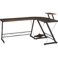 HOMCOM Computertisch  Eckschreibtisch im Vintage-Stil, Spanplatte+Metall, Vintagebraun-Schwarz, 155x115x91,5cm  Aosom.de von HOMCOM