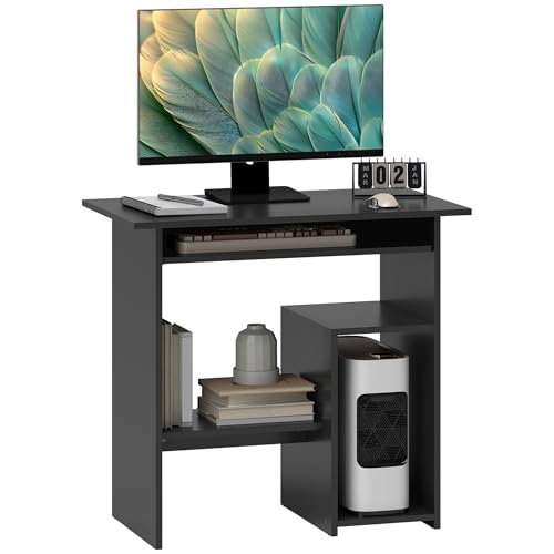 HOMCOM Schreibtisch, 80 x 45 cm, Computertisch, Bürotisch mit Tastaturablage, offenen Fächern und Ablageflächen, Spanplatte, für Home Office, Schlafzimmer, Schwarz HOMCOM Schreibtisch, 80 x 45 cm, Computertisch, Bürotisch mit Tastaturablage, offenen Fächern und Ablageflächen, Spanplatte, für Home Office, Schlafzimmer, Schwarz von HOMCOM