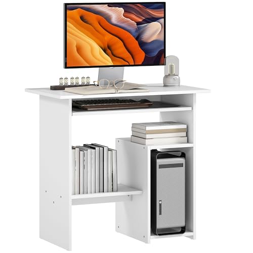 HOMCOM Schreibtisch, 80 x 45 cm, Computertisch, Bürotisch mit Tastaturablage, offenen Fächern und Ablageflächen, Spanplatte, für Home Office, Schlafzimmer, Weiß HOMCOM Schreibtisch, 80 x 45 cm, Computertisch, Bürotisch mit Tastaturablage, offenen Fächern und Ablageflächen, Spanplatte, für Home Office, Schlafzimmer, Weiß von HOMCOM