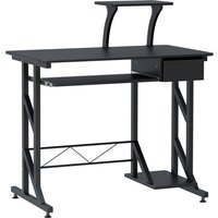 HOMCOM Computertisch Arbeitstisch mit Regalen und Schubladen Schreibtisch Bürotisch Platzsparend stabil Metall MDF Schwarz 90 x 50 x 95 cm   Aosom von HOMCOM
