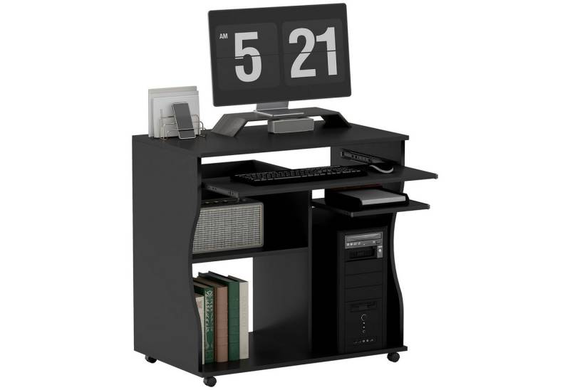 HOMCOM Computertisch Bürotisch (Schreibtisch, 1-St., PC Tisch), Schwarz 80 x 48 x 75 cm von HOMCOM