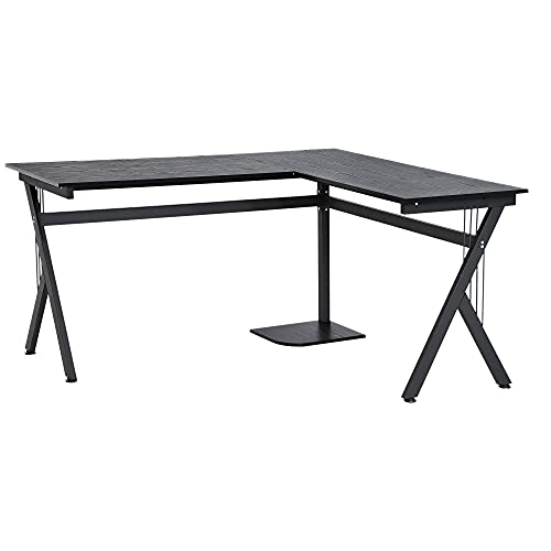 HOMCOM Computertisch Eckschreibtisch L-förmiger Winkelschreibtisch Schreibtisch Bürotisch PC Tisch für Arbeitszimmer, schwarz, 155 x 130 x 76cm HOMCOM Computertisch Eckschreibtisch L-förmiger Winkelschreibtisch Schreibtisch Bürotisch PC Tisch für Arbeitszimmer, schwarz, 155 x 130 x 76cm von HOMCOM
