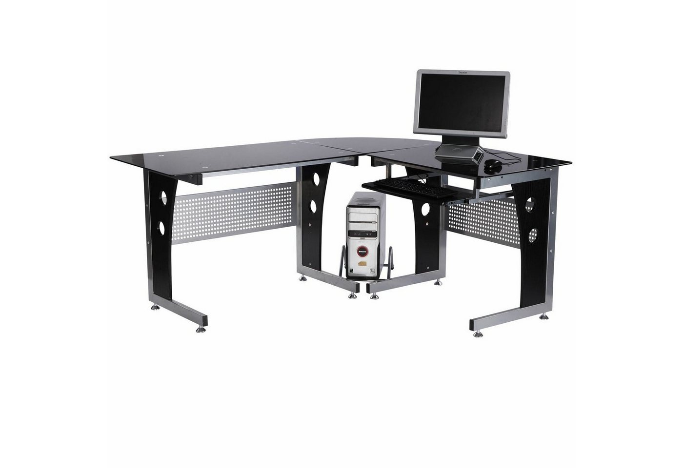 HOMCOM Computertisch Eckschreibtisch mit Sicherheitsglas HOMCOM Computertisch Eckschreibtisch mit Sicherheitsglas von HOMCOM