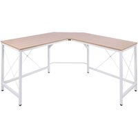 HOMCOM Computertisch L-Form Eckschreibtisch Winkelschreibtisch MDF Natur 150 x 150 x 76 cm von HOMCOM