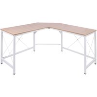 Computertisch L-Form Eckschreibtisch Winkelschreibtisch MDF Natur 150 x 150 x 76 cm von HOMCOM