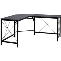 Computertisch L-Form Eckschreibtisch Winkelschreibtisch MDF Schwarz 150 x 150 x 76 cm von HOMCOM