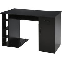 HOMCOM Computertisch Multifunktionaler Schreibtisch mit Regalen, Schublade, Tastaturablage aus MDF 120 x 60 x 74 cm - Schwarz   Aosom von HOMCOM
