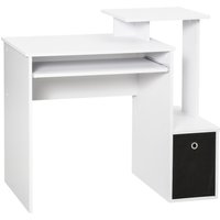 HOMCOM Computertisch Multimedia Regale Tablett Tastaturfach Schwarz Spanplatten Weiß   Aosom von HOMCOM