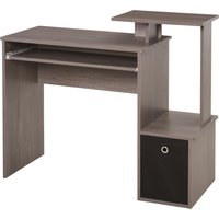 HOMCOM Computertisch Multimedia Regale Tastaturablage Korb Schwarz Spanplatten Grau   Aosom von HOMCOM