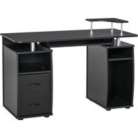 HOMCOM Computertisch Schreibtisch Bürotisch Home Office reichlich Stauraum 2 Schubladen Druckregal Schwarz 120 x 55 x 85 cm   Aosom von HOMCOM