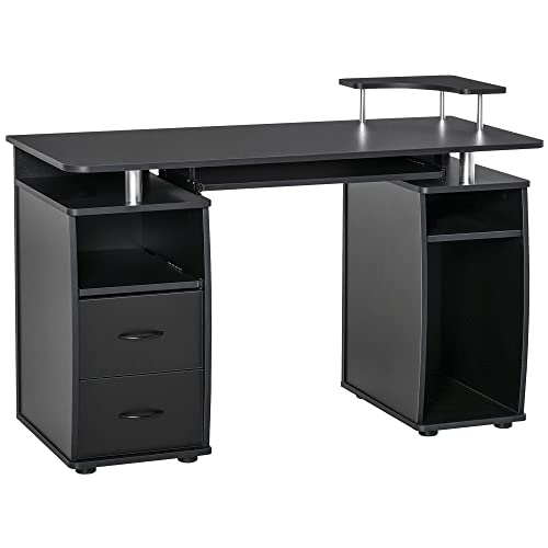 HOMCOM Computertisch Schreibtisch Bürotisch Home Office reichlich Stauraum 2 Schubladen Druckregal Schwarz 120 x 55 x 85 cm HOMCOM Computertisch Schreibtisch Bürotisch Home Office reichlich Stauraum 2 Schubladen Druckregal Schwarz 120 x 55 x 85 cm von HOMCOM