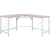 Homcom - Computertisch Schreibtisch L-Form Arbeitstisch Bürotisch Eckschreibtisch Winkelschreibtisch mdf Natur 150 x 150 x 76 cm - Natur + Weiß von HOMCOM