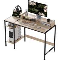 HOMCOM Computertisch Schreibtisch mit Aufbewahrung 120 cm mit verstellbaren Regalen und Stahlrahmen, Computertisch für Home Office und Studium, Eiche   Aosom von HOMCOM