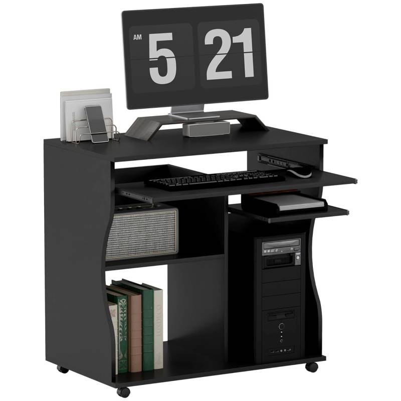 HOMCOM Computertisch Spanplatte Kunststoff Schwarz 80L x 48B x 75H cm HOMCOM Computertisch Spanplatte Kunststoff Schwarz 80L x 48B x 75H cm von HOMCOM