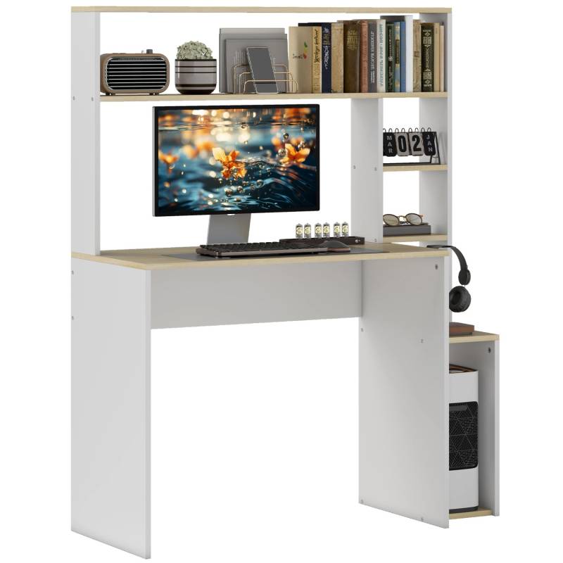 HOMCOM Computertisch Spanplatte Stahl 113L x 45B x 138,5H cm Eiche von HOMCOM
