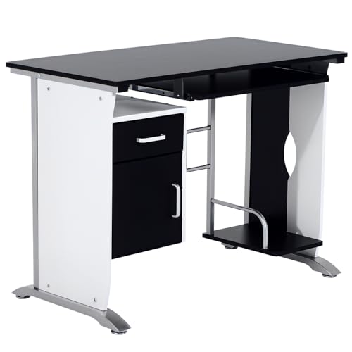 HOMCOM Computertisch Winkelschreibtisch mit Schubladen Schreibtisch Bürotisch Anti-Rutsch Metall MDF Weiß+Schwarz+Silber 100 x 52 x 75 cm HOMCOM Computertisch Winkelschreibtisch mit Schubladen Schreibtisch Bürotisch Anti-Rutsch Metall MDF Weiß+Schwarz+Silber 100 x 52 x 75 cm von HOMCOM