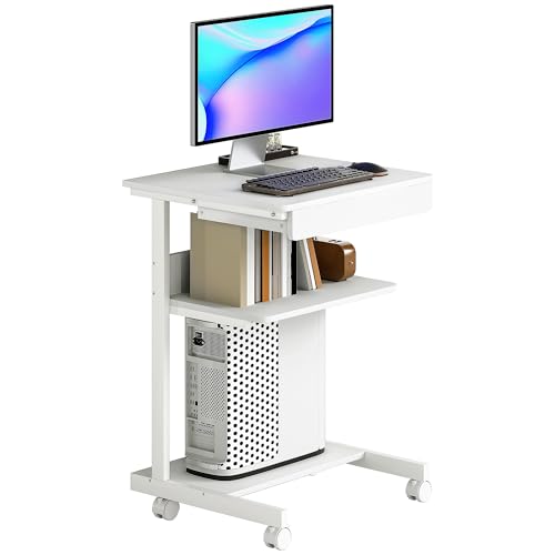 HOMCOM Computertisch auf Rädern, Schreibtisch mit Stauraum 56 x 51 cm mit Schublade, Fach und CPU-Halter, Computertisch zum Lernen für kleine Räume Zimmer, weiß HOMCOM Computertisch auf Rädern, Schreibtisch mit Stauraum 56 x 51 cm mit Schublade, Fach und CPU-Halter, Computertisch zum Lernen für kleine Räume Zimmer, weiß von HOMCOM