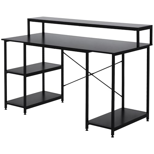 HOMCOM Computertisch mit Monitor- und CPU-Ablage, Bürotisch für Zuhause, Studium und Arbeit, Schwarz, 140 x 60 x 93cm HOMCOM Computertisch mit Monitor- und CPU-Ablage, Bürotisch für Zuhause, Studium und Arbeit, Schwarz, 140 x 60 x 93cm von HOMCOM