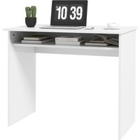HOMCOM Computertisch schlicht und kompakt mit 1 Regal, Spanplatten, Maße 90l x 50B x 74H cm, Lackweiß   Aosom von HOMCOM