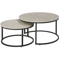 HOMCOM Couchtisch 2er-Set, Beistelltisch mit Metallgestell, Sofatisch, Grau von HOMCOM