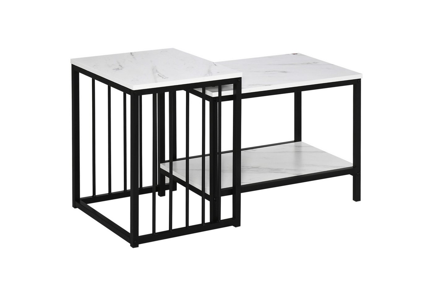 HOMCOM Couchtisch 2er-Set, mit Marmoroptik (Wohnzimmertisch, 2-St., Beistelltische), für Schlafzimmer, Stahl von HOMCOM