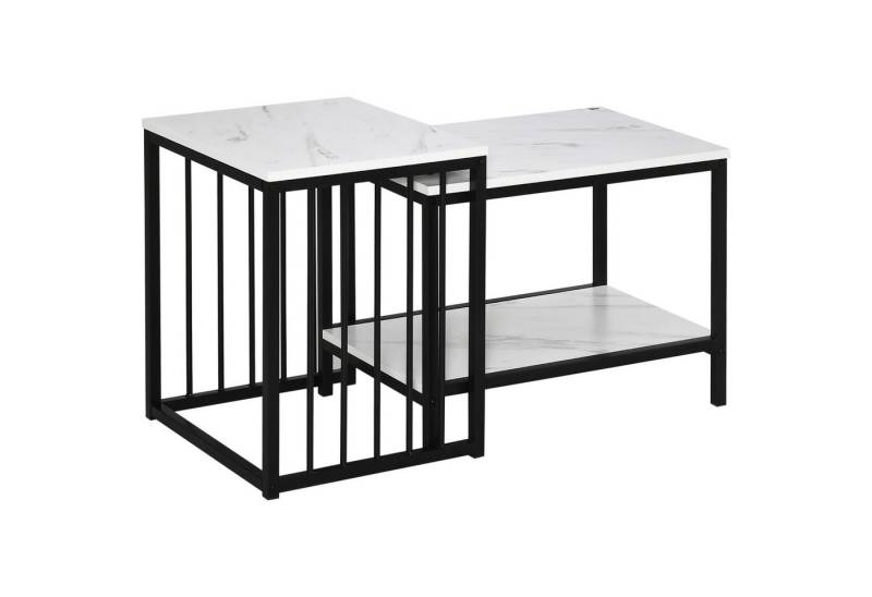 HOMCOM Couchtisch 2er-Set, mit Marmoroptik (Wohnzimmertisch, 2-St., Beistelltische), für Schlafzimmer, Stahl von HOMCOM