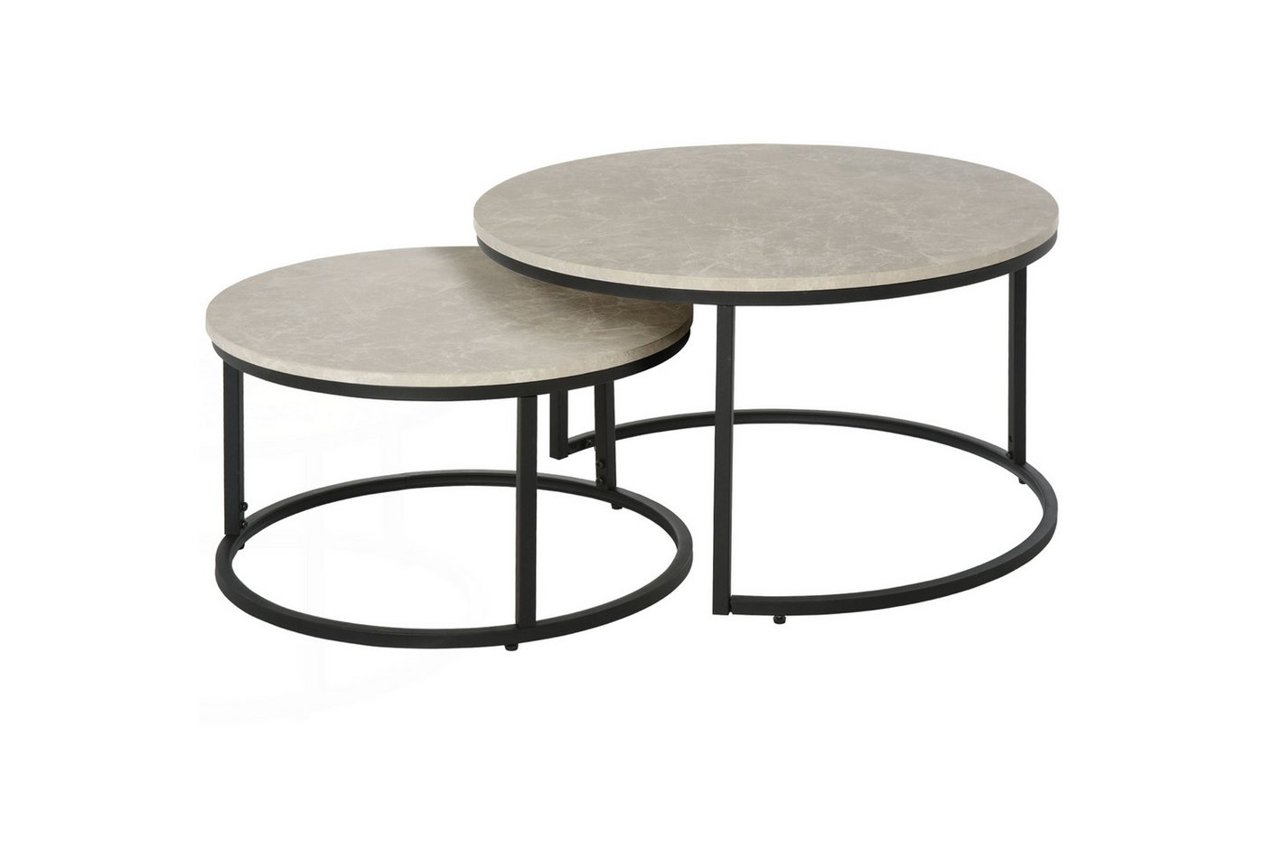 HOMCOM Couchtisch 2er-Set Beistelltisch mit Metallgestell stapelbar (Sofatisch, 2-St., Kaffeetisch), für Wohnzimmer, Schlafzimmer, Grau von HOMCOM