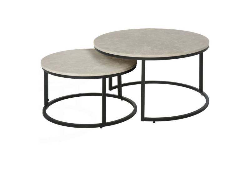 HOMCOM Couchtisch 2er-Set Beistelltisch mit Metallgestell stapelbar (Sofatisch, 2-St., Kaffeetisch), für Wohnzimmer, Schlafzimmer, Grau von HOMCOM