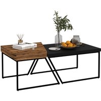 Couchtisch 2er Set Beistelltisch mit Stahlrahmen, Geometrischem Industriedesign, Wohnzimmertisch für Schlafzimmer, Büro, Schwarz - Homcom von HOMCOM
