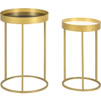 HOMCOM Couchtisch Set 2er Beistelltisch rund mit erhöhtem Rand im Retrodesign aus MDF und Metall in Gold Aosom.de HOMCOM Couchtisch Set 2er Beistelltisch rund mit erhöhtem Rand im Retrodesign aus MDF und Metall in Gold Aosom.de von HOMCOM
