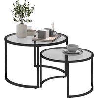 HOMCOM Couchtisch 2er-Set Beistelltisch mit schwarzem Stahlgestell Hartglas Tischplatte teilweise stapelbar für Wohnzimmer & Lounge Aosom.de HOMCOM Couchtisch 2er-Set Beistelltisch mit schwarzem Stahlgestell Hartglas Tischplatte teilweise stapelbar für Wohnzimmer & Lounge Aosom.de von HOMCOM