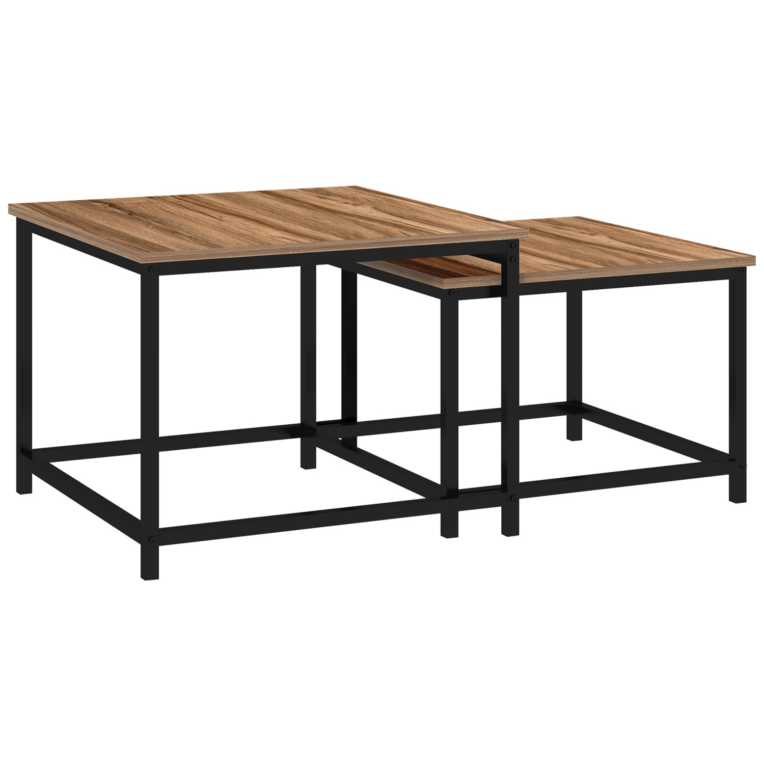 HOMCOM Couchtisch 2er-Set im Industriedesign mit Holzoptik Stahl Natur HOMCOM Couchtisch 2er-Set im Industriedesign mit Holzoptik Stahl Natur von HOMCOM