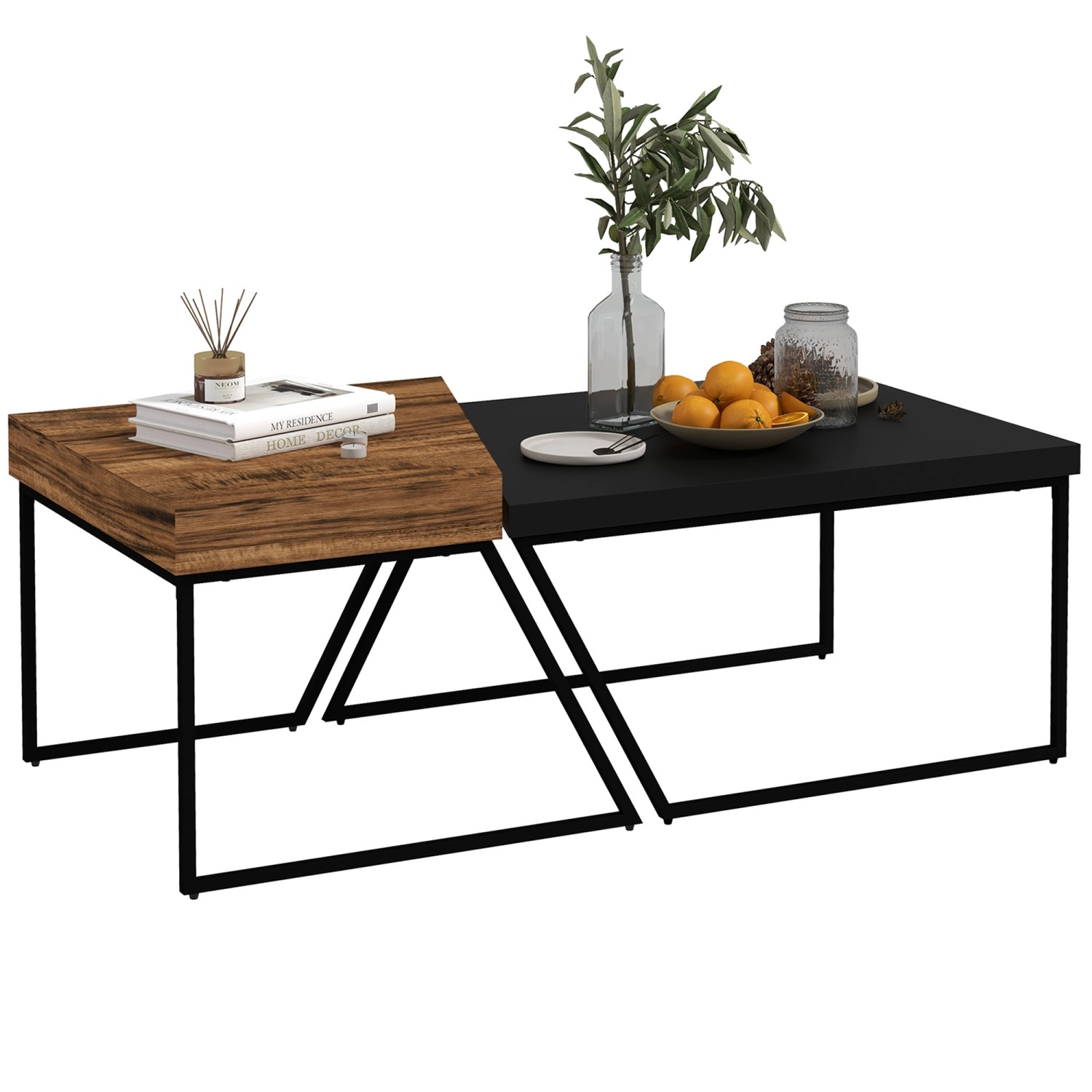 HOMCOM Couchtisch 2er-Set mit Stahlrahmen Schwarz HOMCOM Couchtisch 2er-Set mit Stahlrahmen Schwarz von HOMCOM