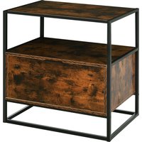 HOMCOM Couchtisch Beistelltisch Nachttisch mit Schublade Spanplatte Schwarz+Braun 73 x 45,5 x 76 cm   Aosom von HOMCOM