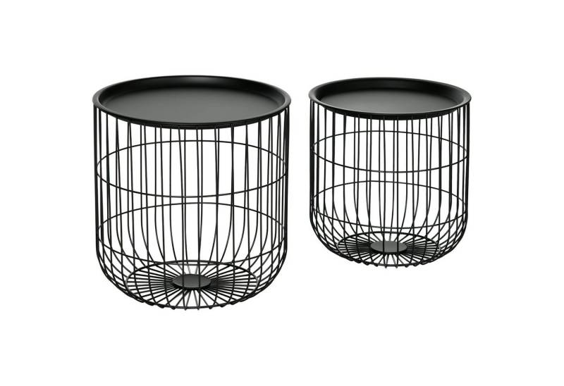 HOMCOM Couchtisch Beistelltisch mit Stauraum im Skandidesign (Sofatisch, 2-St., Kaffeetisch), für Wohnzimmer, Schlafzimmer, Stahl, Schwarz von HOMCOM