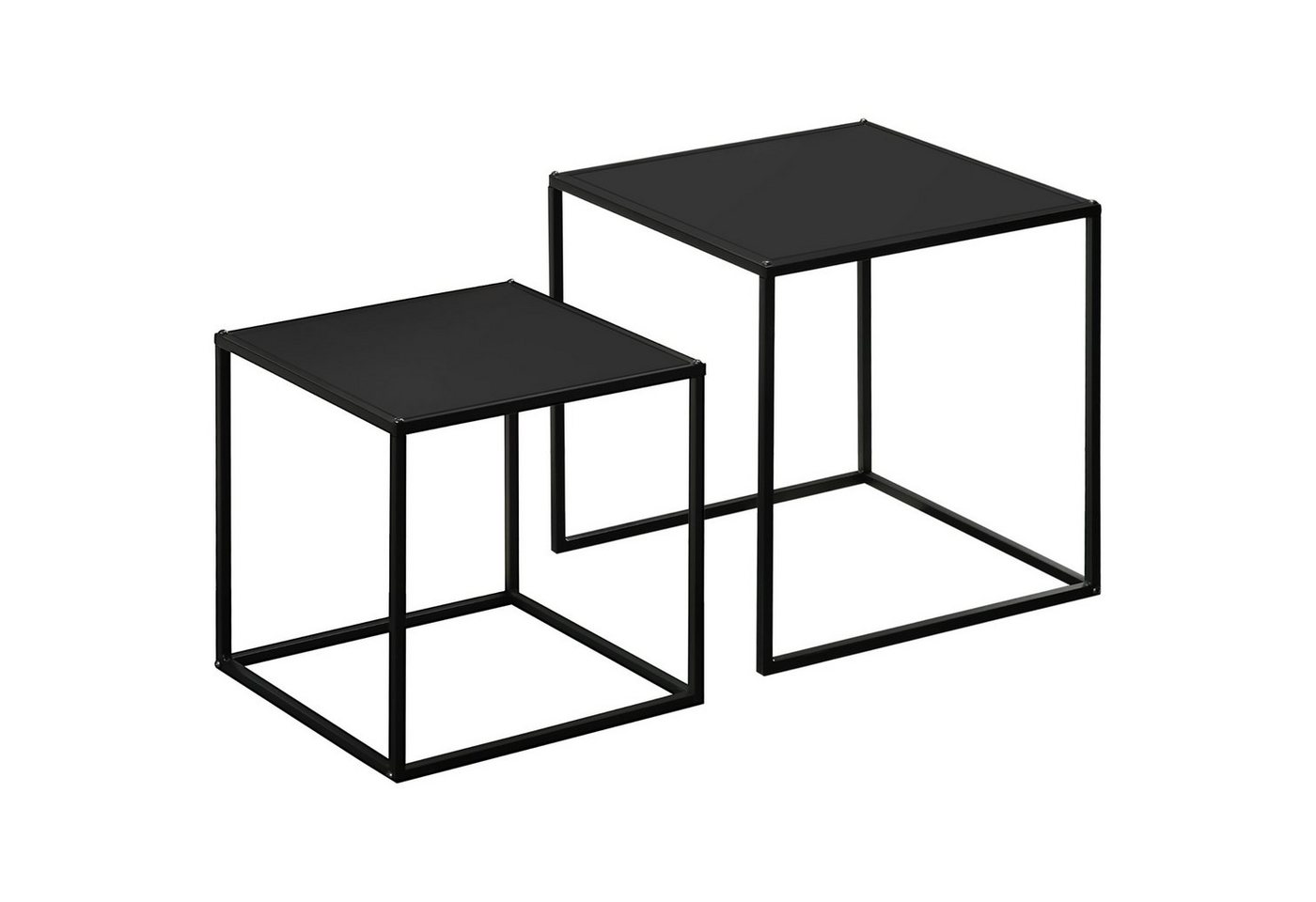 HOMCOM Couchtisch Kaffeetisch aus Stahlgestell für Wohnzimmer im modernem Design (Sofatisch, 2-St., Beistelltisch), bis 10 kg Belastbar, Schwarz von HOMCOM